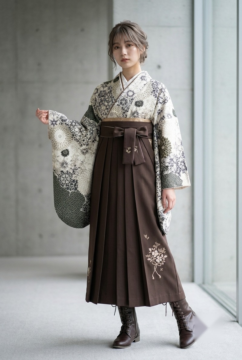 白地に墨花