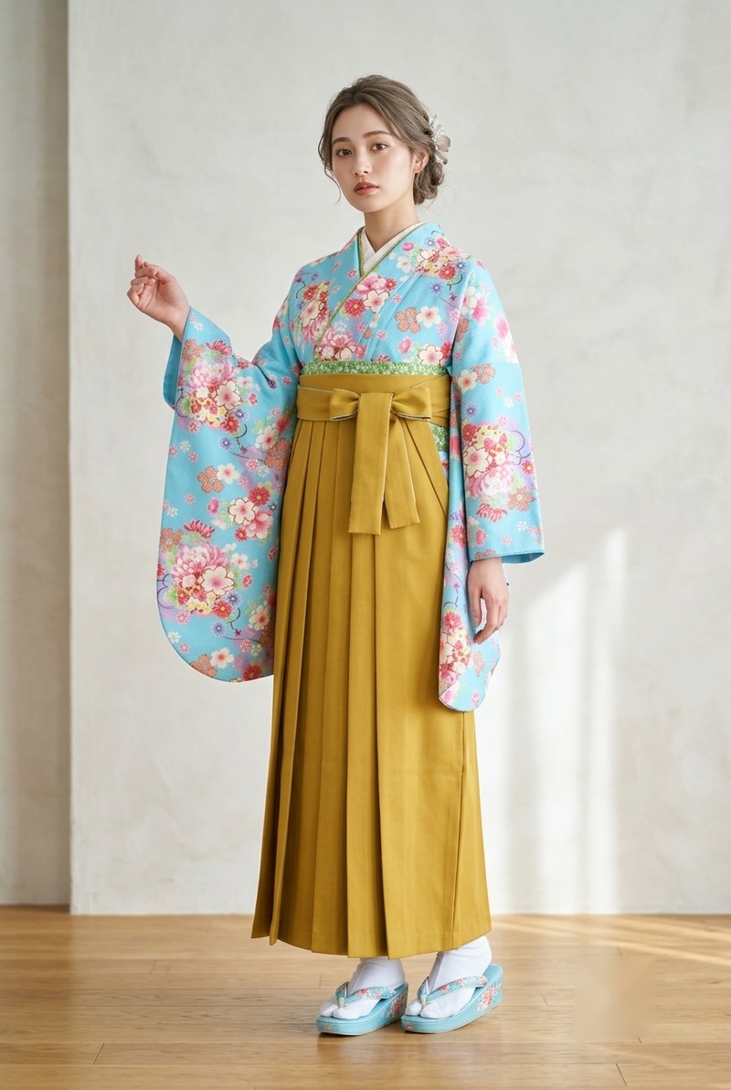 水色地に彩花