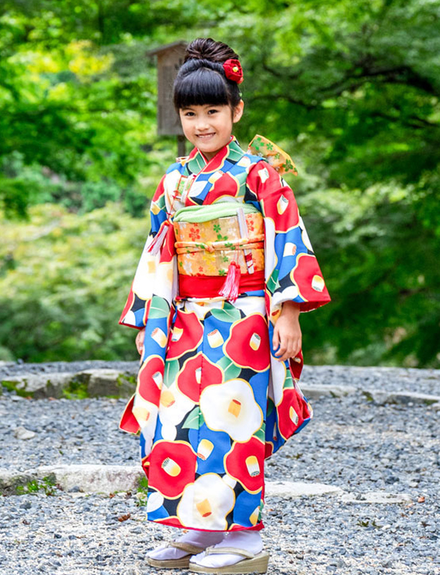 七五三レンタル 7歳・女の子 赤の花柄