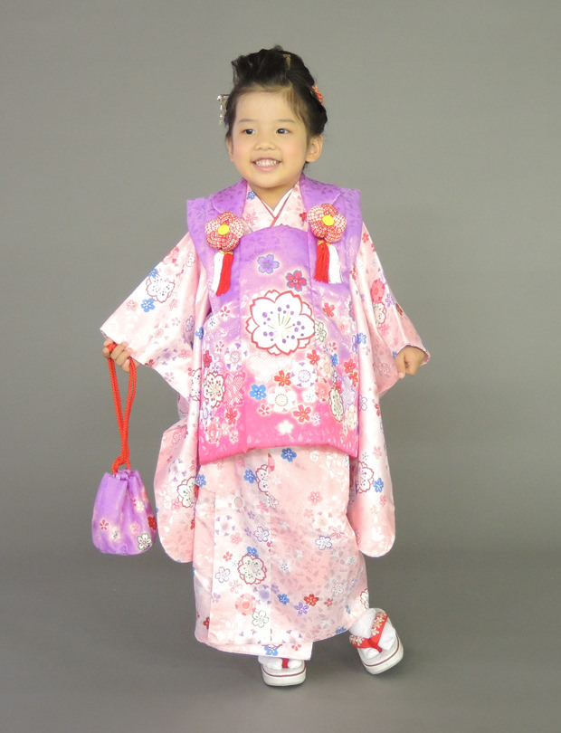 七五三レンタル 3歳・女の子 紫小花
